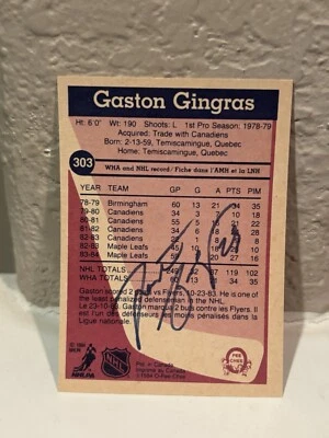 1984 O-Pee-Chee #303 Gaston Gingras signed auto autograph Toronto Maple Leafs - Image 1 of 2