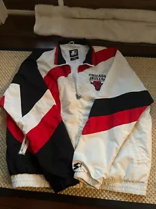 Chicago Bulls Vintage STARTER Black Labe GIACCA XXL 2XL BIANCO - Foto 1 di 8