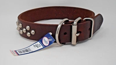 #126.2 / 27" ARNÉS STUDDED COLLAR DE PERRO DE CUERO/PLACA DE IDENTIFICACIÓN DE LATÓN GRATIS Foto 1 de 4