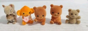 VTG Tiny Flocked Animals Squirrel Bears Monkey Cute - Picture 1 of 15