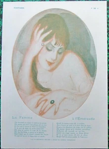 GERDA WEGENER Original 1916 französischer Vintage Art Deco Druck VERLOBUNGSRING MÄDCHEN - Bild 1 von 2