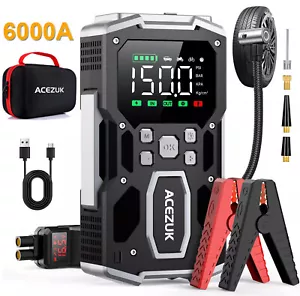 6000A Car Jump Starter with Air Compressor, 26800mah Power Bank Battery Booster - Picture 1 of 13