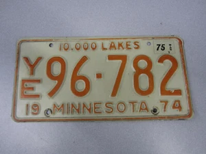Vintage 1974 1975 Tag Minnesota Farm License Plate YE 96-782 Stamped Steel - Picture 1 of 1