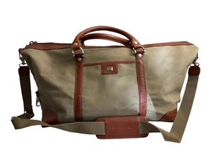 Bolso de viaje Cutter Buck Weekender lona cuero ribete forro pata de gallo EX - Imagen 1 de 10