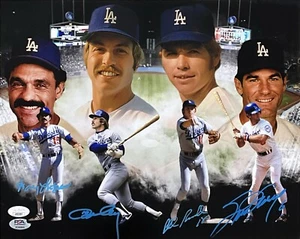 DODGERS 1981 INFIELD SIGNED 11X14 COLOR PHOTO RUSSELL GARVEY CEY LOPES JSA BLUE - Picture 1 of 4