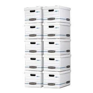 Bankers Box Basic Duty Letter/Legal File Storage Box with Lids, 10 Pack, White - Picture 1 of 5