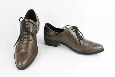 MINELLI Derbies Richelieu De Cuero Taupe T 37 En Muy Buen Estado - Imagen 1 de 4