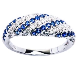 .69CT Blue Sapphire & Round Diamond Wedding Band - Picture 1 of 1