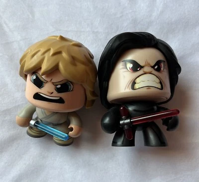 2 Star Wars Mighty Muggs Kylo Ren & Luke Skywalker Press Head Changes Facial Toy - Image 1 of 4