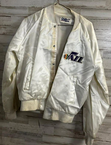 Vintage Utah Jazz Chalkline Satin Basketball Jacket, Size Medium-- READ Cover