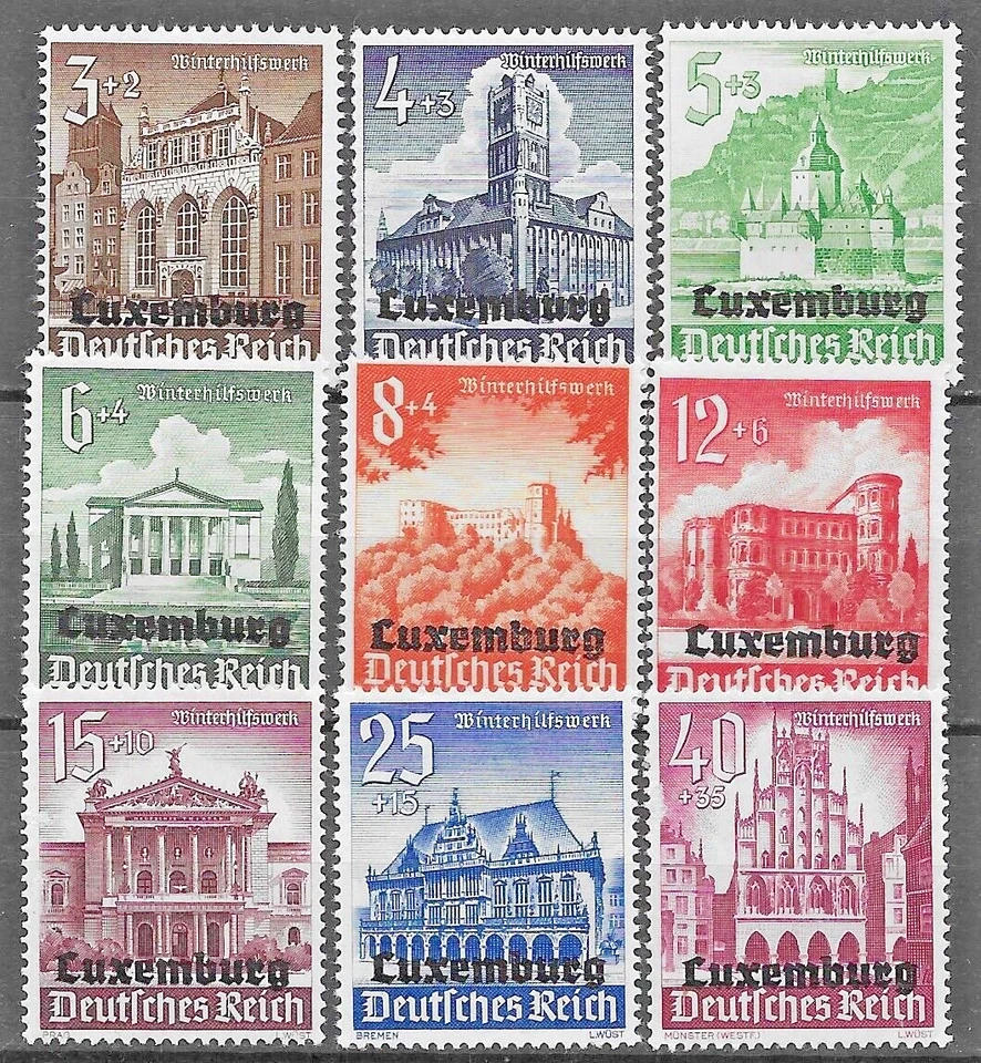 Germany's Occupation of Luxemburg 1941 Mi# 33-41 MNH ** - Image 1 of 1