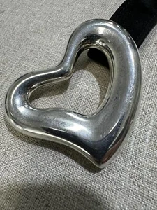 Tiffany & Co. Elsa Peretti Silver Open Heart Buckle w/ 3 Leather & Suede Belts - Picture 1 of 9