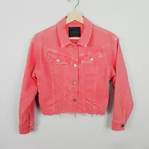PAIGE Womens Size S or 10 Vintage Pink Corvette Daphne Denim Cropped Jacket - Picture 1 of 7