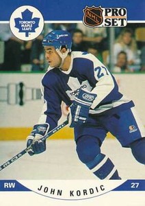1990-91 Pro Set #536 JOHN KORDIC - RC Rookie Card - Toronto Maple Leafs