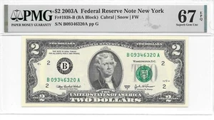 2003A New York $2 FRN (BA Block) PMG 67 EPQ Superb Gem Uncirculated - Picture 1 of 18