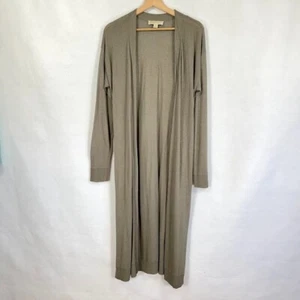 Michael Michael Kors Long Open Front Lightweight Duster Cardigan Olive Green L - Picture 1 of 8