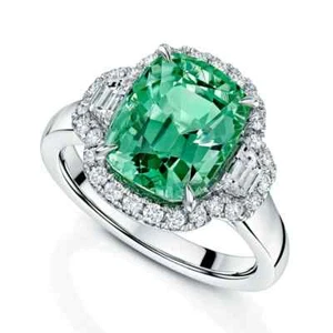 Espectacular anillo de cóctel de diamantes y turmalina verde de oro blanco de 18 quilates - Imagen 1 de 1