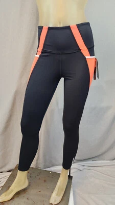 Calça de Yoga New Balance Preta Laranja Quente Cintura Alta Tornozelo Feminina PEQUENA NOVA - Imagem 1 de 4