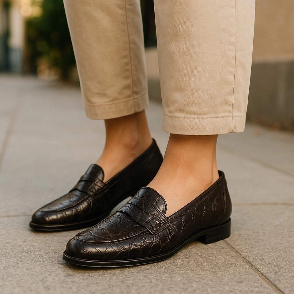 Mocasines Salvatore Ferragmo de colección 9,5 AA para mujer de cuero en relieve de cocodrilo Foto 1 de 4