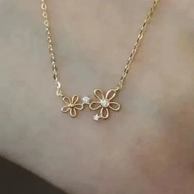 Collar redondo de diamantes creado en laboratorio para mujer enchapado en oro amarillo de 14 k de 18" Foto 1 de 4