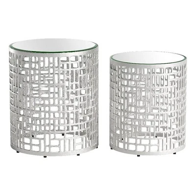 Conjunto de mesa lateral Reden (2 peças) prata - Imagem 1 de 4