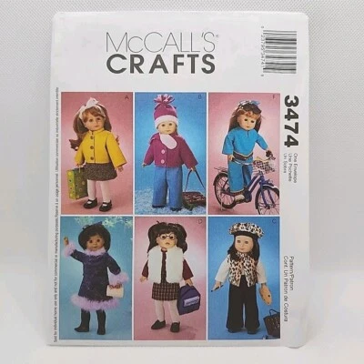 McCall's Crafts 3474 Winter Outfit Sets 18" Doll Clothes Sewing Pattern Uncut - Image 1 of 4