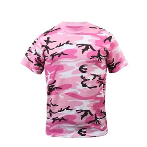 KIDS Pink Camo T-Shirt Army Boys Girls Children Hiking Camping - Picture 1 of 4