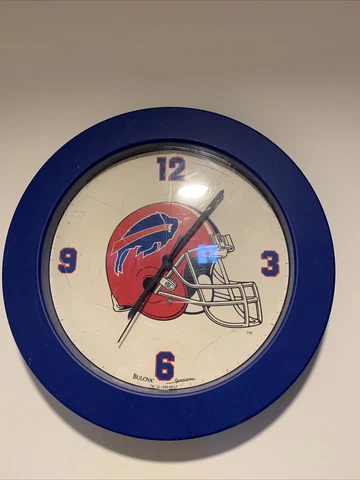 Buffalo Bills NFL Wall Clock Manufactured by Bulova Sportstime 1991 11.5” Cover