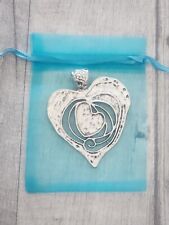 Large heart necklace pendant, BOHO chunky silver metal statement jewellery