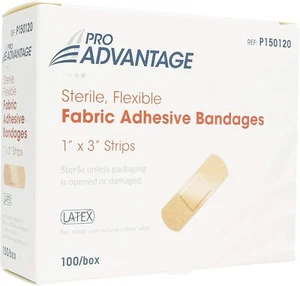 PRO ADVANTAGE Fabric Adhesive Strip Bandages 1"x3" 100 Sterile BandAids 3 Pack - Picture 1 of 1