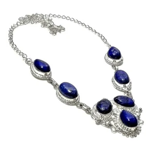 Lapis Lazuli Gemstone Handmade 925 Sterling Silver Jewelry Necklaces Sz 18" - Picture 1 of 1