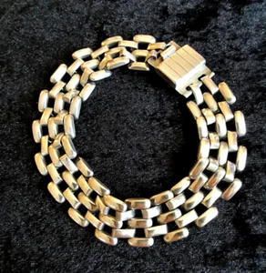 VINTAGE HALLMARKED 835 CONTINENTAL SILVER WHITE METAL BRACELET 19.62 g 8" LONG - Picture 1 of 11