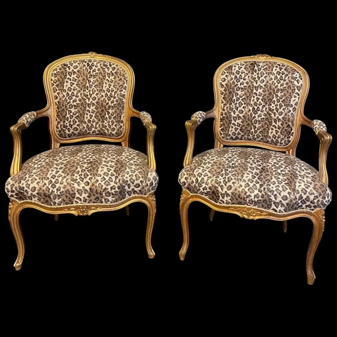 Highly decorative Vintage Louis XV style gilt Bergere chair Cover