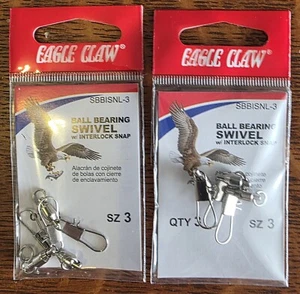 2 Packs Of Eagle Claw Ball Bearing Swivels Size 3 SBBISNL-3 - Picture 1 of 2