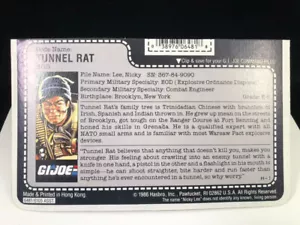 Hasbro G.I. 1986 Joe: A Real American Hero E.O.D. Tarjeta de archivo TUNNEL RAT - Imagen 1 de 2
