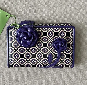Vera Bradley Wallet Purple Floral Bifold Best Bud Simply Violet Frill - Picture 1 of 10