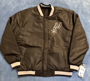 NBA Jeff Hamilton Design San Antonio Spurs Reversible Melton Jacket Sz L Black - Picture 1 of 24