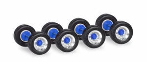 CHROME & BLUE WHEELS Truck single rims & Tyres 12Axles HO 1/87 Scale HERPA 53891 - Bild 1 von 1