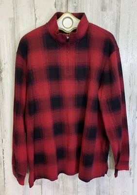 Camisa Polo Ralph Lauren 1/4 Cremallera L/S 2XL XXL Roja Negra Búfalo Cuadros Poni Foto 1 de 4
