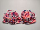 H&M Women's Bikini Top 36B Bandeau Floral Underwire Strapless Swimsuit OO