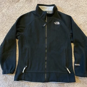 NORTHFACE YOUTH JUNIOR WINDWALL FLEECE JACKET BLACK Lined SIZE L Large 14/16 - Picture 1 of 11