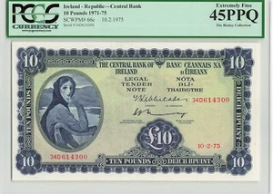 IRELAND 10 Pounds 1975, P-66c, Central Bank, PCGS 45 PPQ Ch. EF, Large & Pretty - Picture 1 of 2