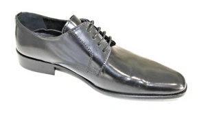 Scarpe cerimonia uomo NERO francesine sposo cuoio oxford Italy shoes laether man - Imagen 1 de 2