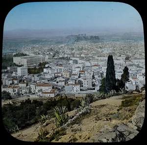 ATHENS FROM MOUNT LYCABETTE GREECE 1893 Magic Lantern Slide PHOTOGRAPH - Picture 1 of 3