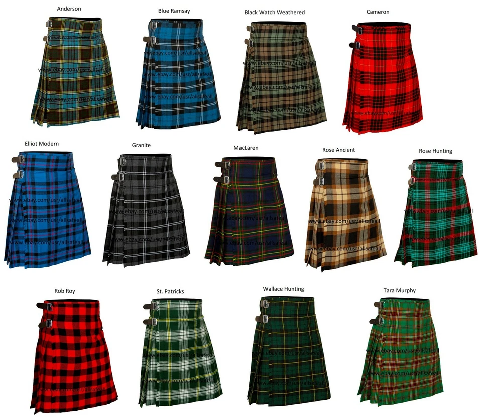 Men's 5 Yard Scottish Kilts Tartan Kilt 13oz Highland Casual Kilt (20 TARTANS) - Image 1 of 4