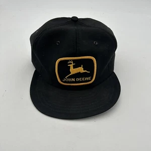 John Deere patch Hat vtg black snapback Louisville KY made USA farm trucker cap - Picture 1 of 4