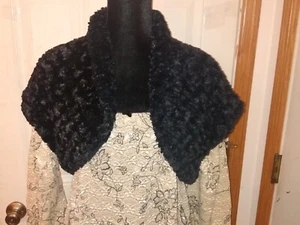 Jessica Howard Black Evening Cover Wrap Faux Fur Sz L (wrap only) - Picture 1 of 7