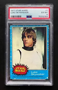 1977 Topps Star Wars Luke Skywalker #1 Blue Border Rookie Card RC - PSA 6 - Picture 1 of 2