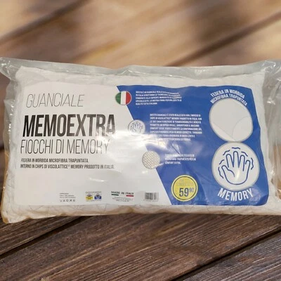 COPPIA CUSCINI FIOCCHI DI MEMORY GUANCIALI DA LETTO MADE IN ITALIA 42x72x18CM - Immagine 1 di 4