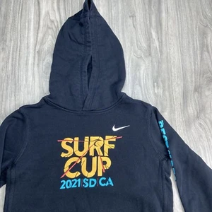 Nike Surf Cup 2021 SD CA Hoodie Youth Kids Xlarge Black Sweatshirt Swoosh Logo - Picture 1 of 15